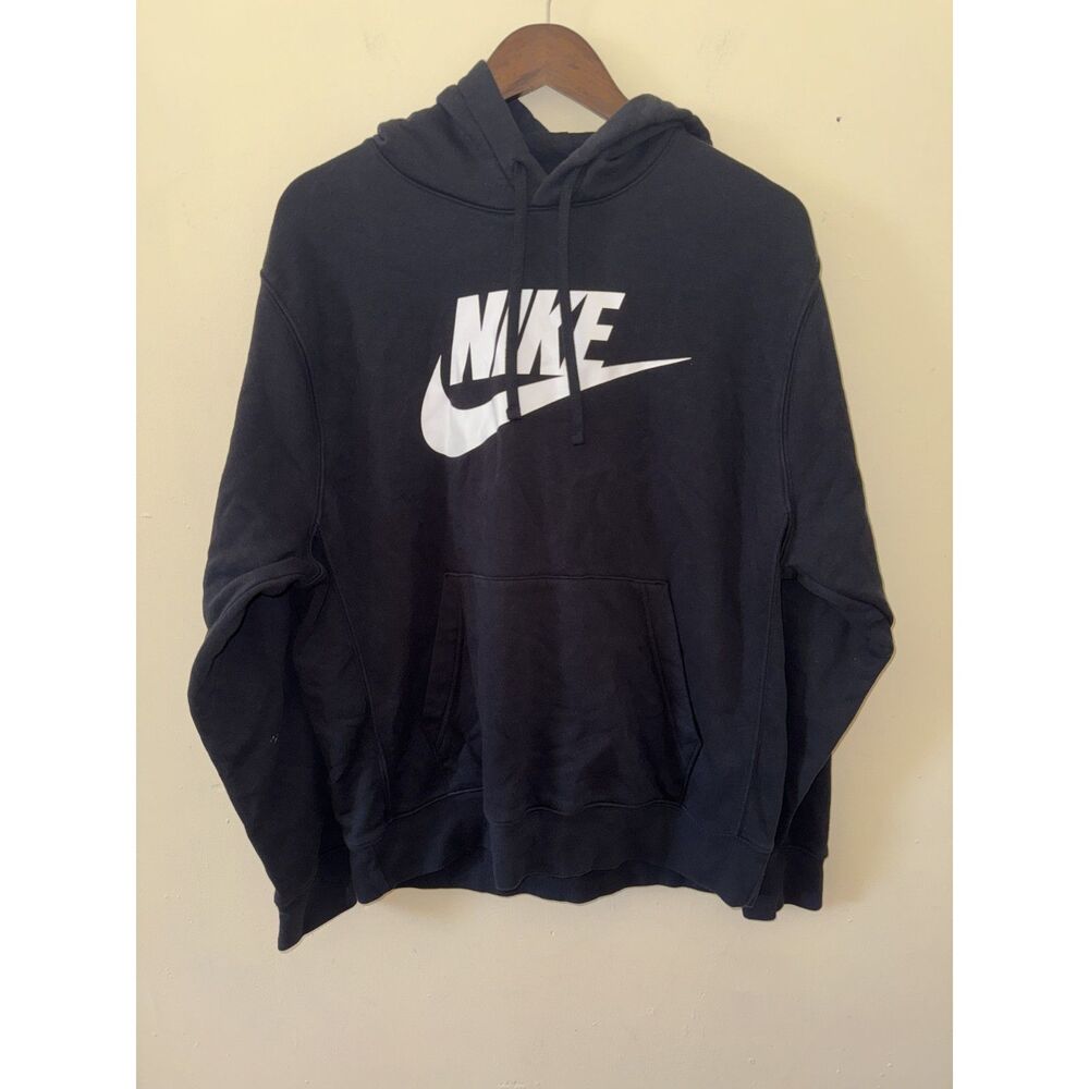 Black Nike Futura Swoosh Graphic Logo Pullover Hoodie Size Large